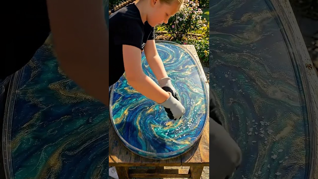 Epoxy tabletop marble effect - resinart remixed