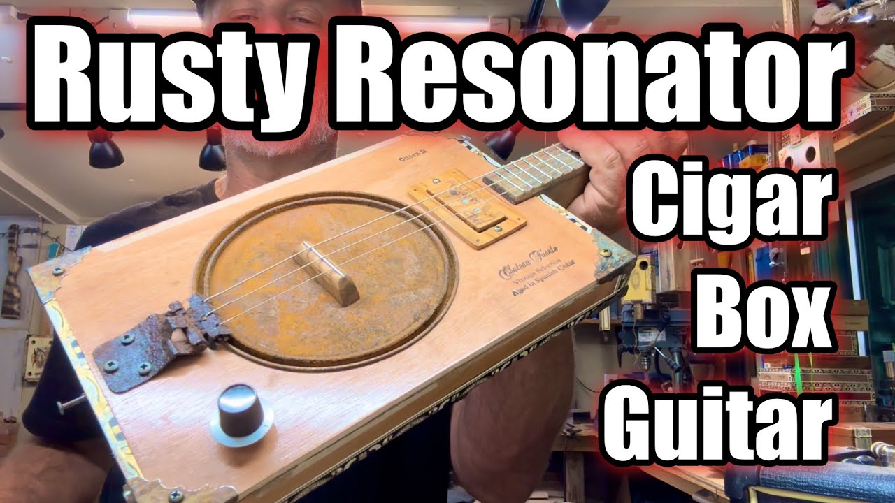 Cigar Box Guitar - Rusty Resonator - Trash Caster (Made from Repurposed Materials)