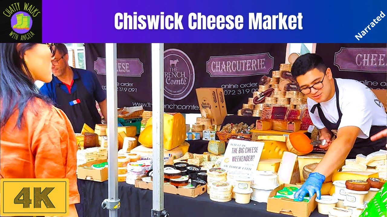 Chiswick Cheese Market on a Sunday morning in London - lots of cheese!