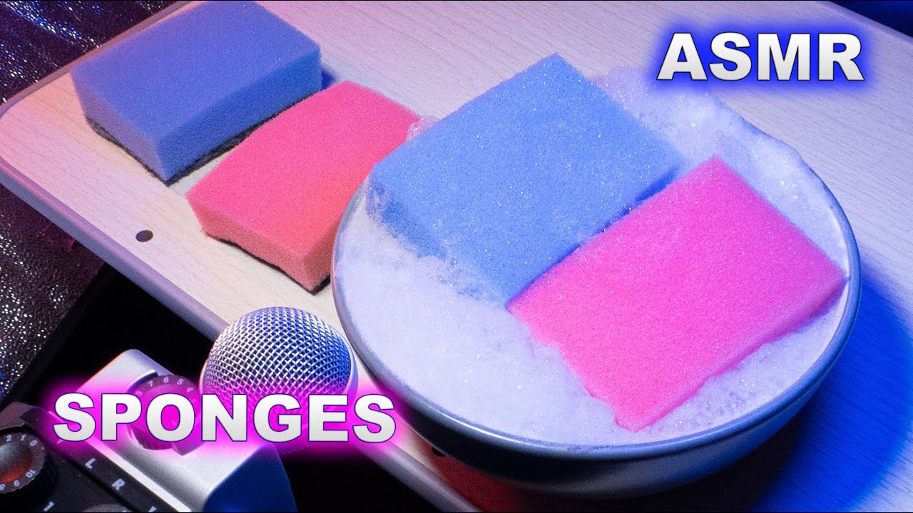ASMR | Sponge and bubbly Soap Squeezing Rubbing Cutting Ripping Scratching  (no talking)