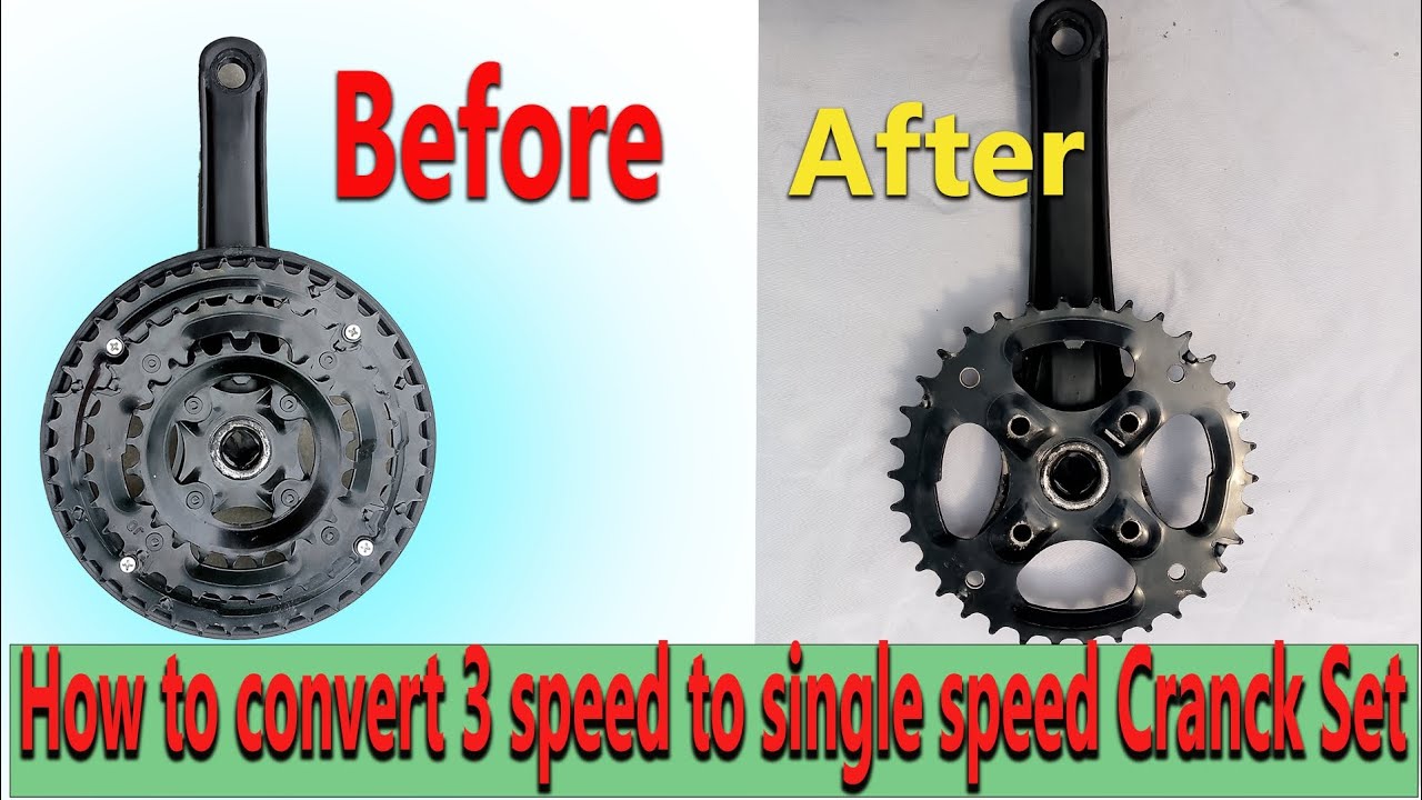 How to convert 3 speed to single speed crank set  // Low cost single speed crank set making