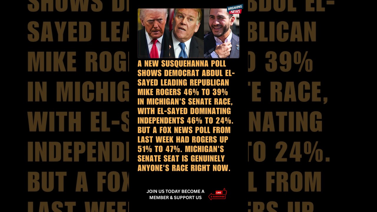 New Poll: El-Sayed Leads Rogers by 7 Points in Michigan Senate Race, But Other Polls Differ