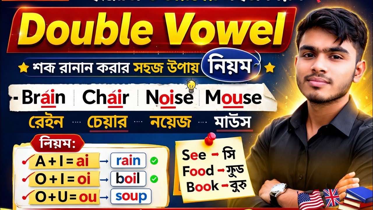 ইংরেজি Double vowel কি ভাবে উচ্চারণ করতে হবে? [Class 4] Double vowel sounds / pronunciation rule. 