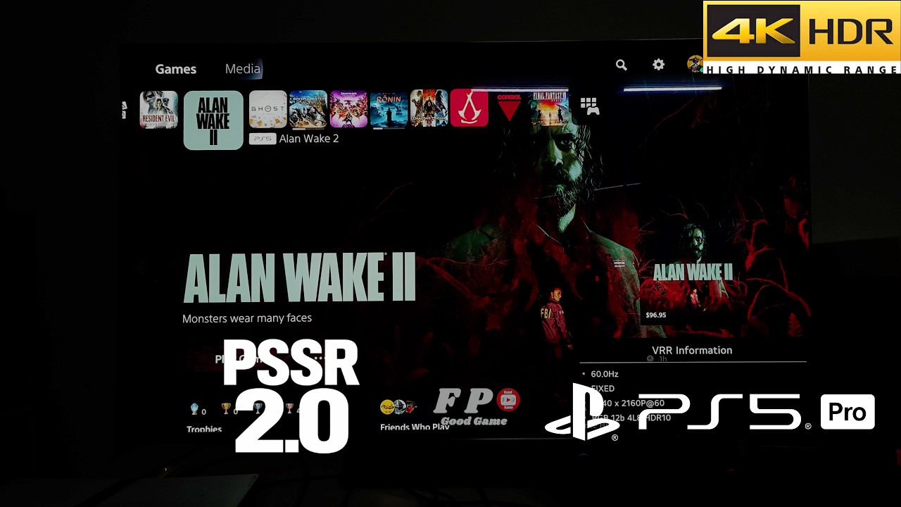 Геймплей обновления Alan Wake 2 PSSR 2.0 на PS5 Pro с OLED-телевизором LG 4K HDR