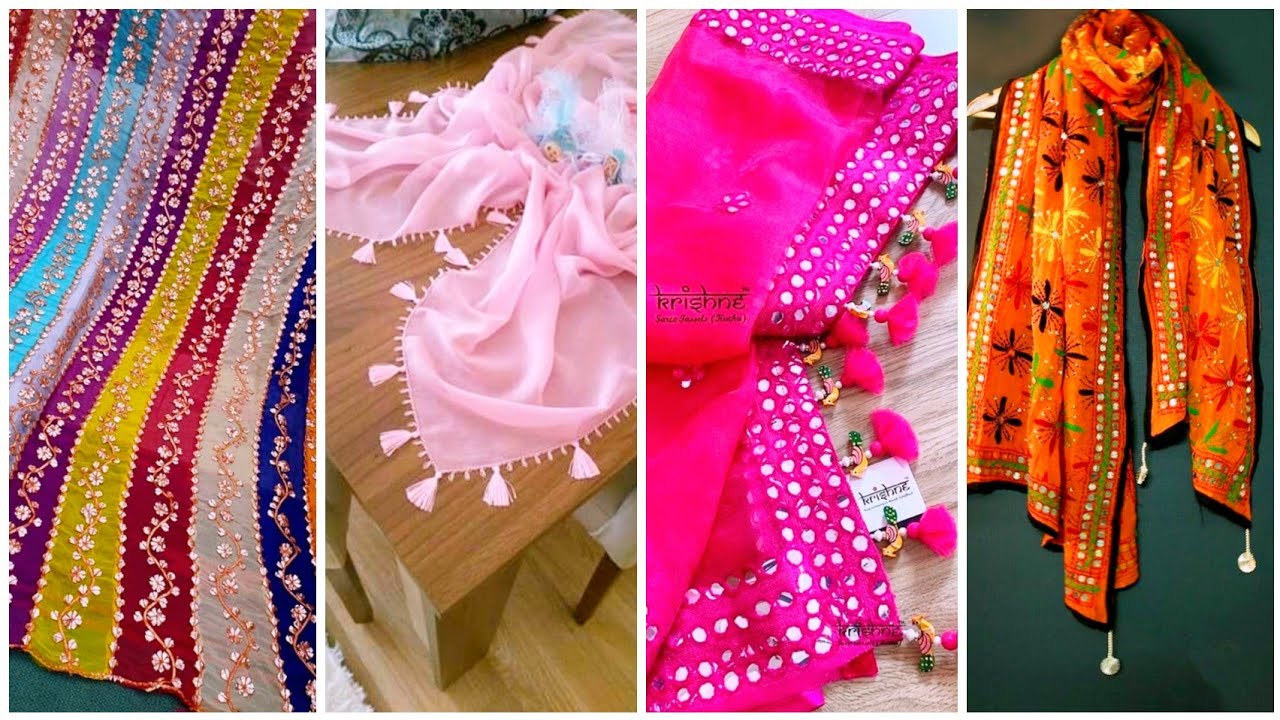 Trendy new Dupatta design ideas homemade cutting and stitching |2022| embroidered dubatta design