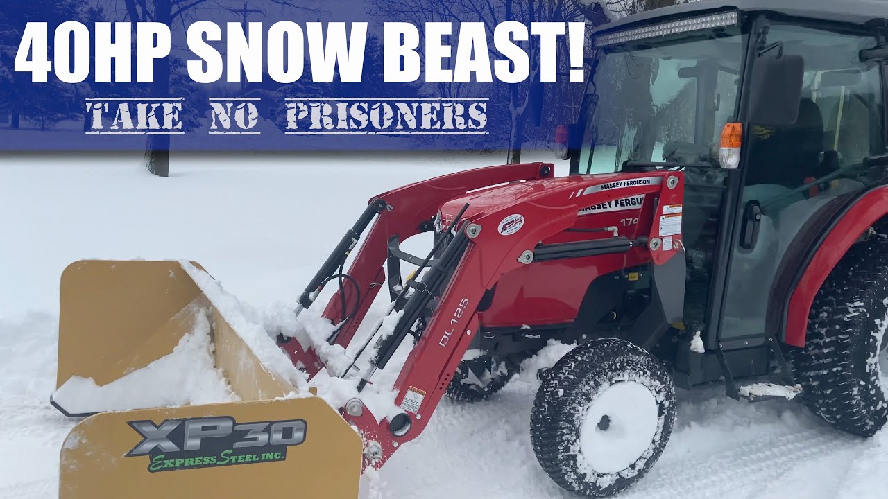 Snow Plowing w Massey Ferguson 1740M Tractor