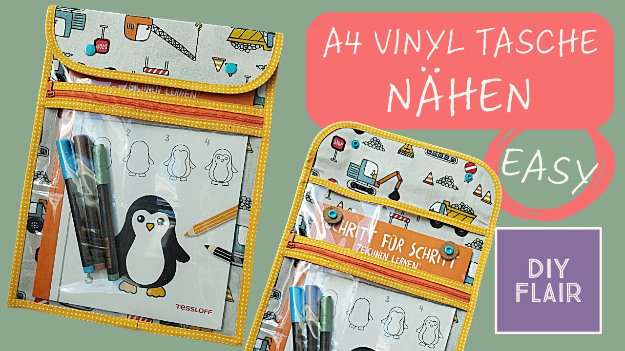 A4 Vinyl Tasche nähen / Organizer A4 Format / Klarfolie / schnell was nähen / DIY einfach / Geschenk