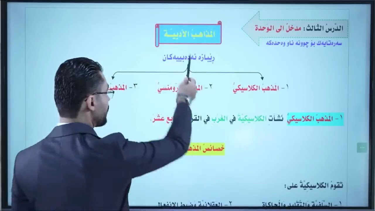 عربي پۆلی ١٢ م.ئامانج ئومێد - الوحدە الأولی - الذاهب الأدبیة