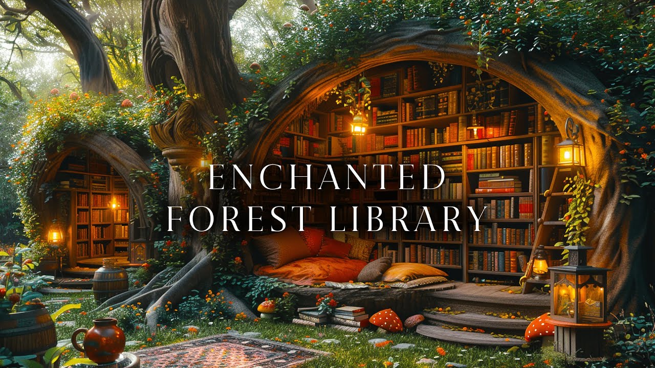 Exotic Plants Magical Enchanted Forest Library | Magical Fantasy Music & Ambience | Relax, Study