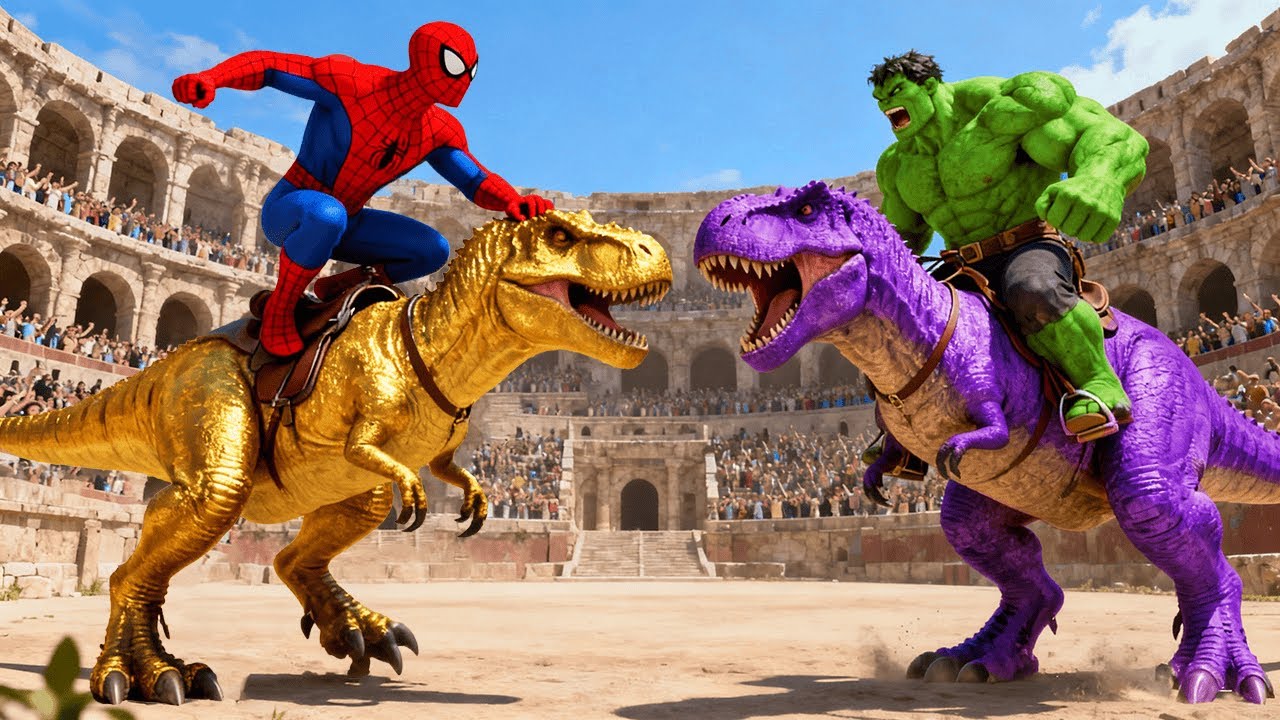 الرجل العنكبوت انقاذ باتمان Spider-Man Rescue Dinosaur vs Brainrot funny moments GTA 5 superhero