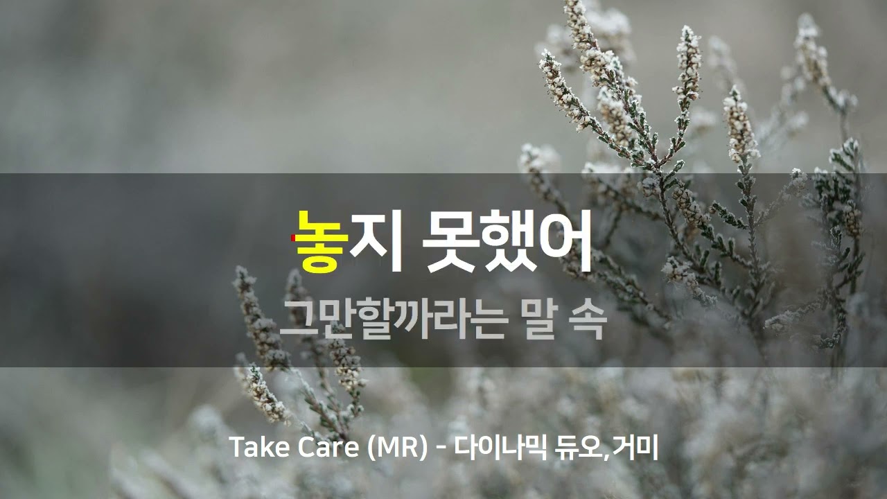 Take Care (MR반주곡 / MR노래방 / Karaoke) | 다이나믹 듀오,거미 | MusicSum Karaoke