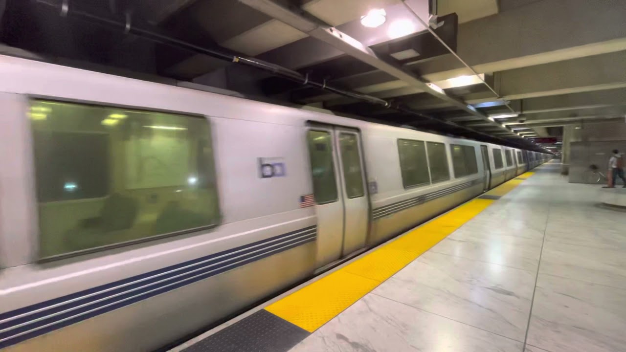(2021) 9 to 10 Car BART Trains Rushing in and out of Embarcadero Station in San Francisco
