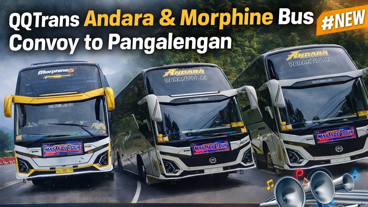 BUS QQTrans Convoy to Pangalengan 🚍🔥 FULL NEW 36-Note Basuri Telolet ‼️
