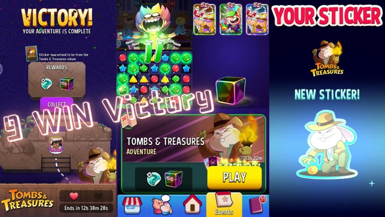 Match Masters, 9 Wins Tombs & Treasures Victory, Adventure, Win by Round, SE Dr Color Gameplay