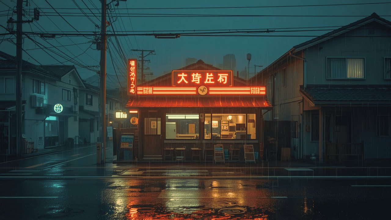 A Rainy Night at a Japanese Ramen Shop | Cinematic Ambience Live