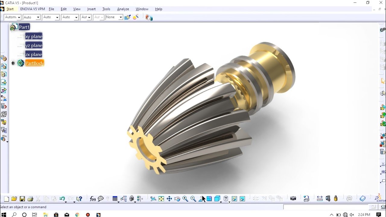 Catia V5 helical bevel gear Tutorials for beginners