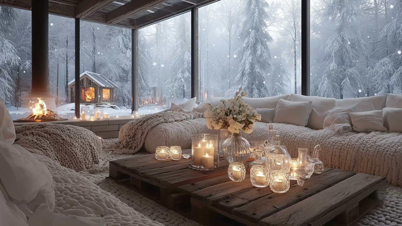 Dreamy Piano & Warm Fireplace Ambience 🎹 Sleeping Background & Stress Relief Music