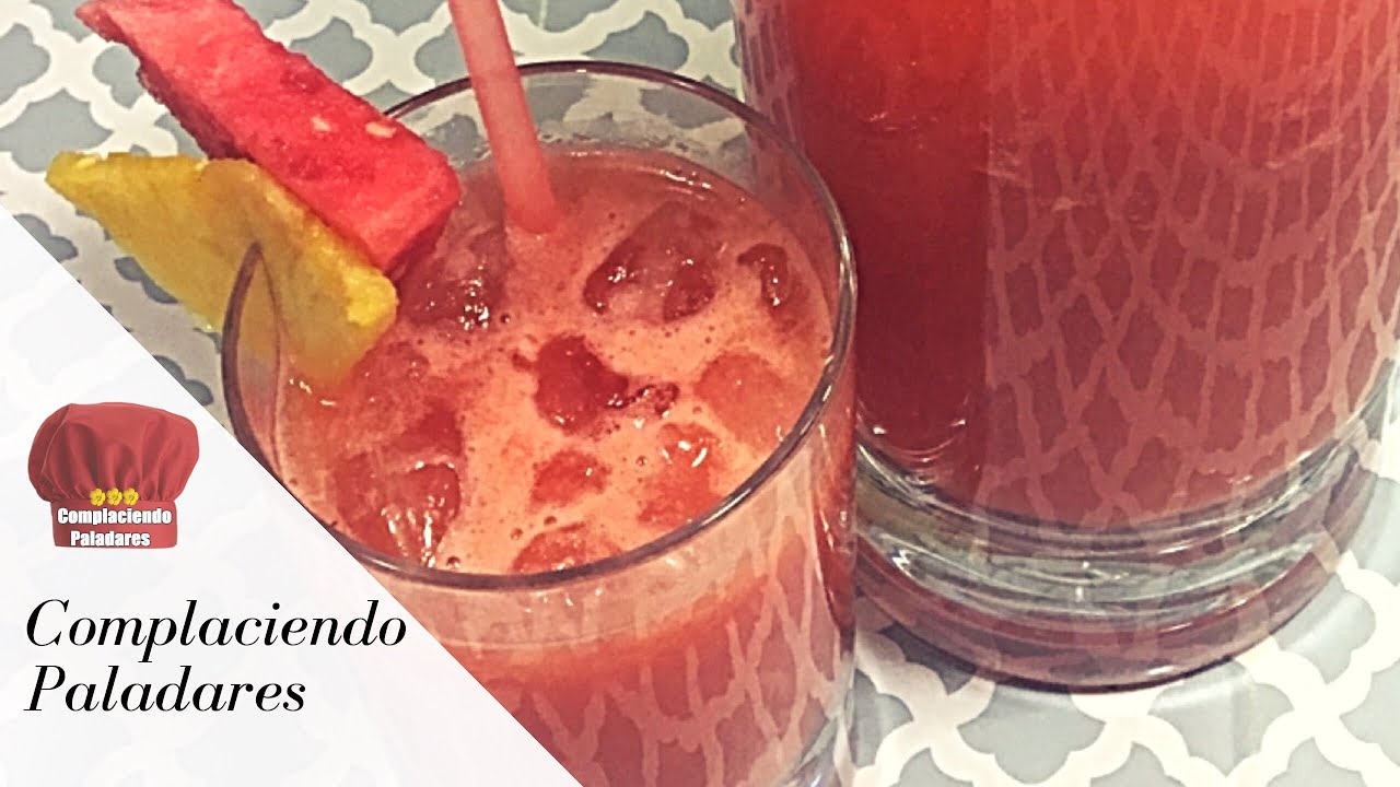 AGUA FRESCA DE SANDIA Y PIÑA / Watermelon and Pineapple fresh beverage-Complaciendo Paladares
