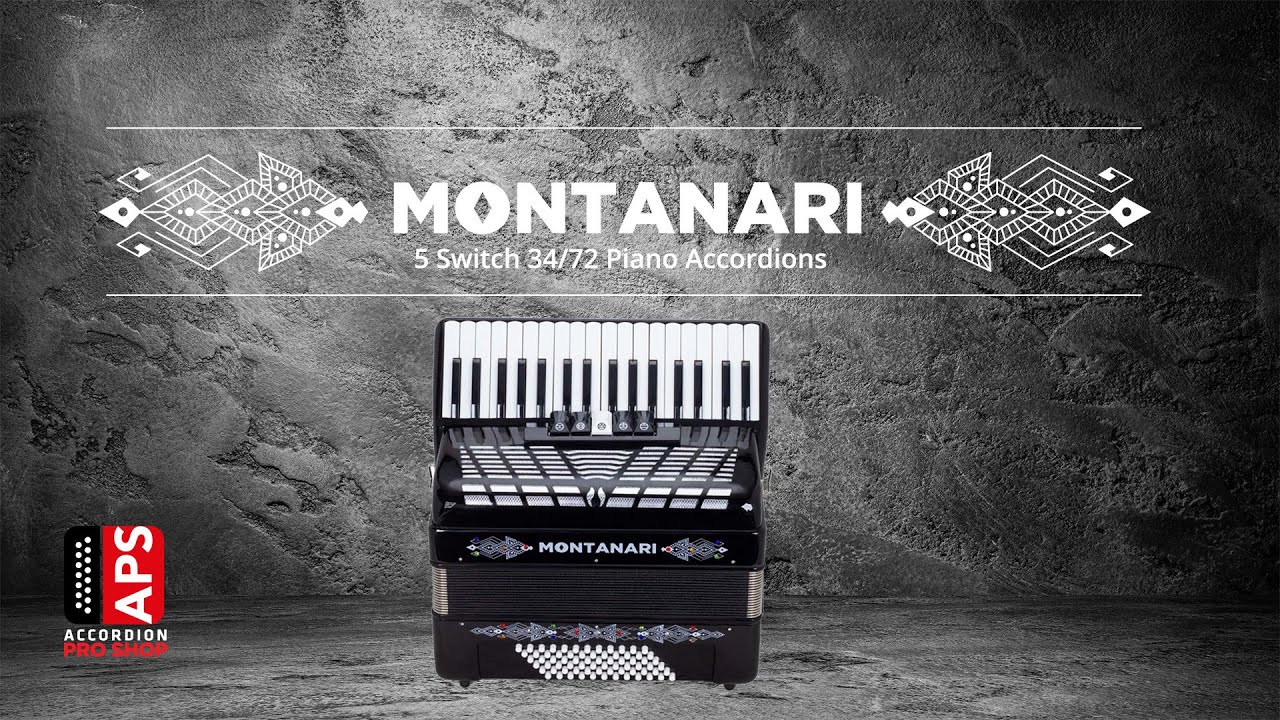 Montanari Piano Accordion 5 Registros 343/72 Color Negro