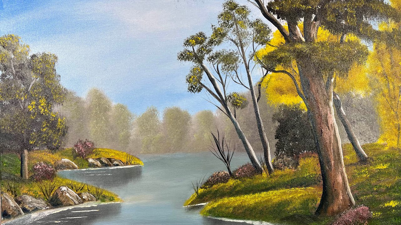 How to paint a lake with trees-demo-for beginners and intermediate painters