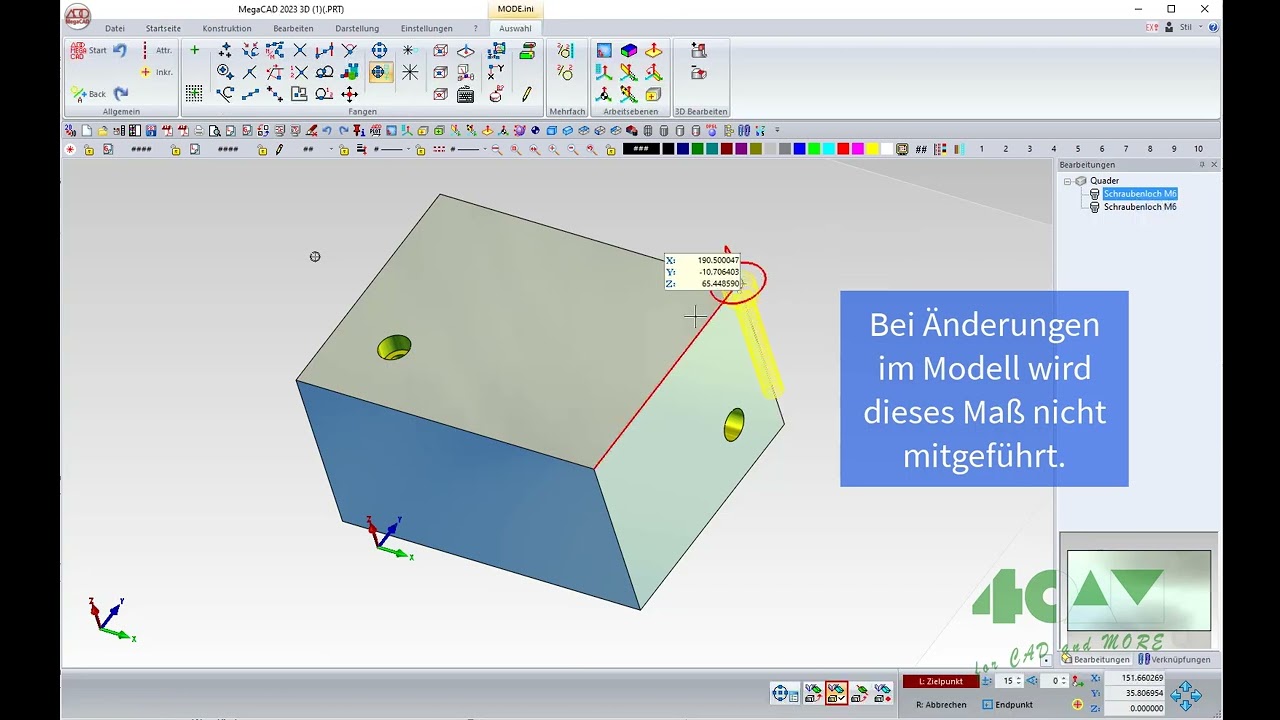 Erstellen von 2D-Ableitungen von 3D-Konstruktionen in MegaCAD 023