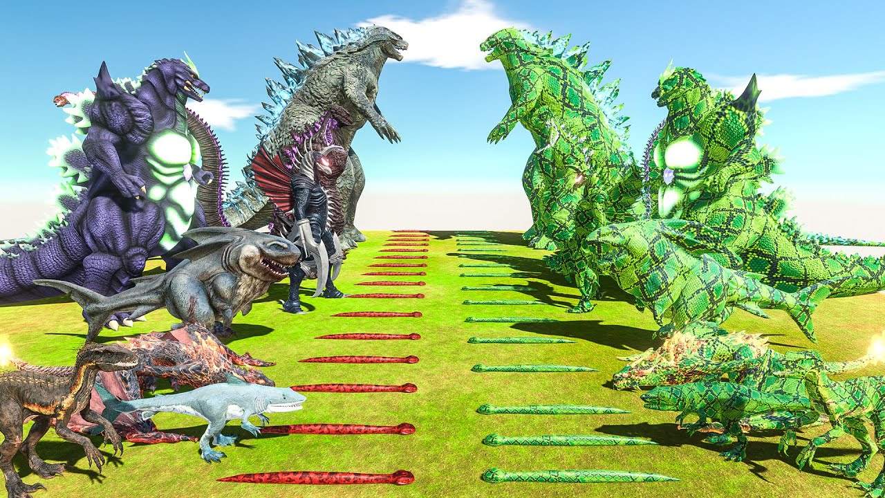 Godzilla Monsters vs Green Snake Itself - Animal Revolt Battle Simulator