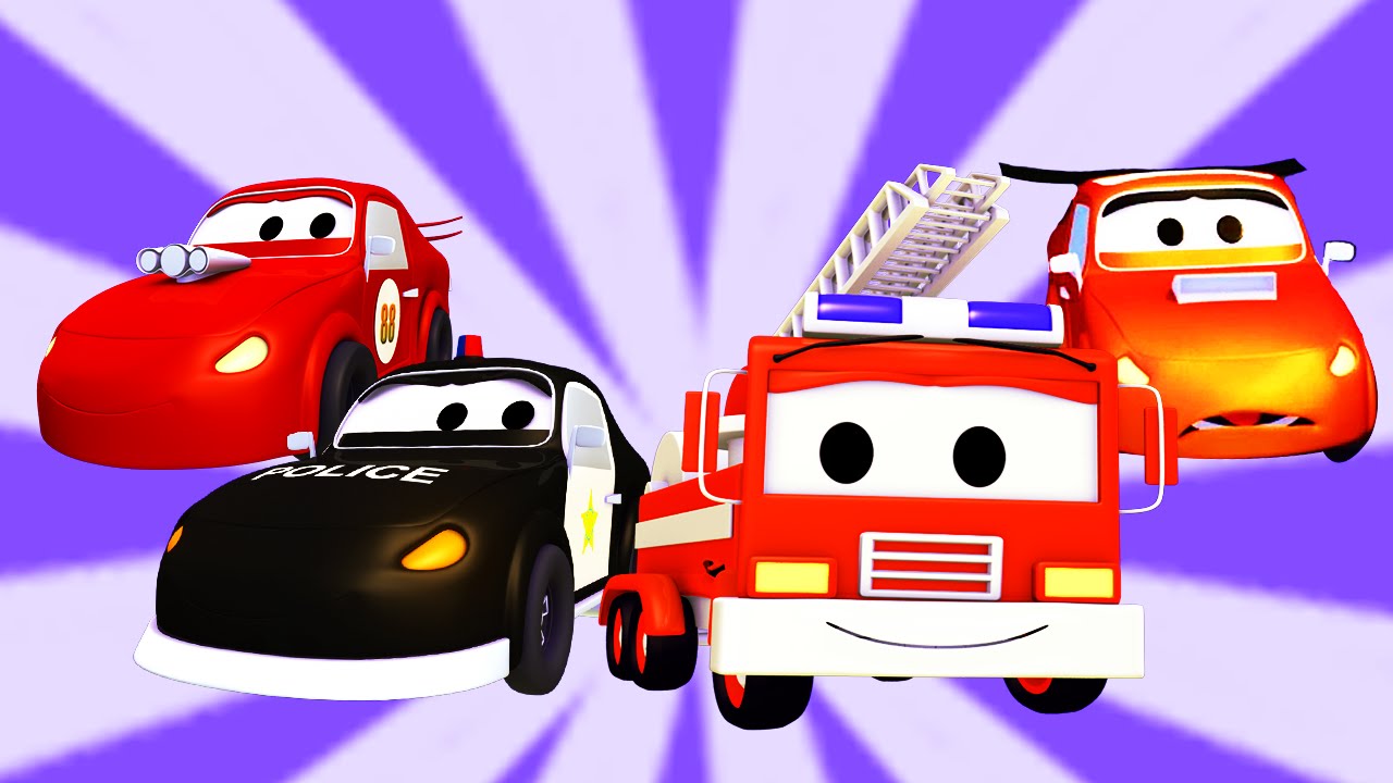 La Super Patrulla con el Coche de Carreras y el Coche Malo en Auto City | Dibujo Animado para niños