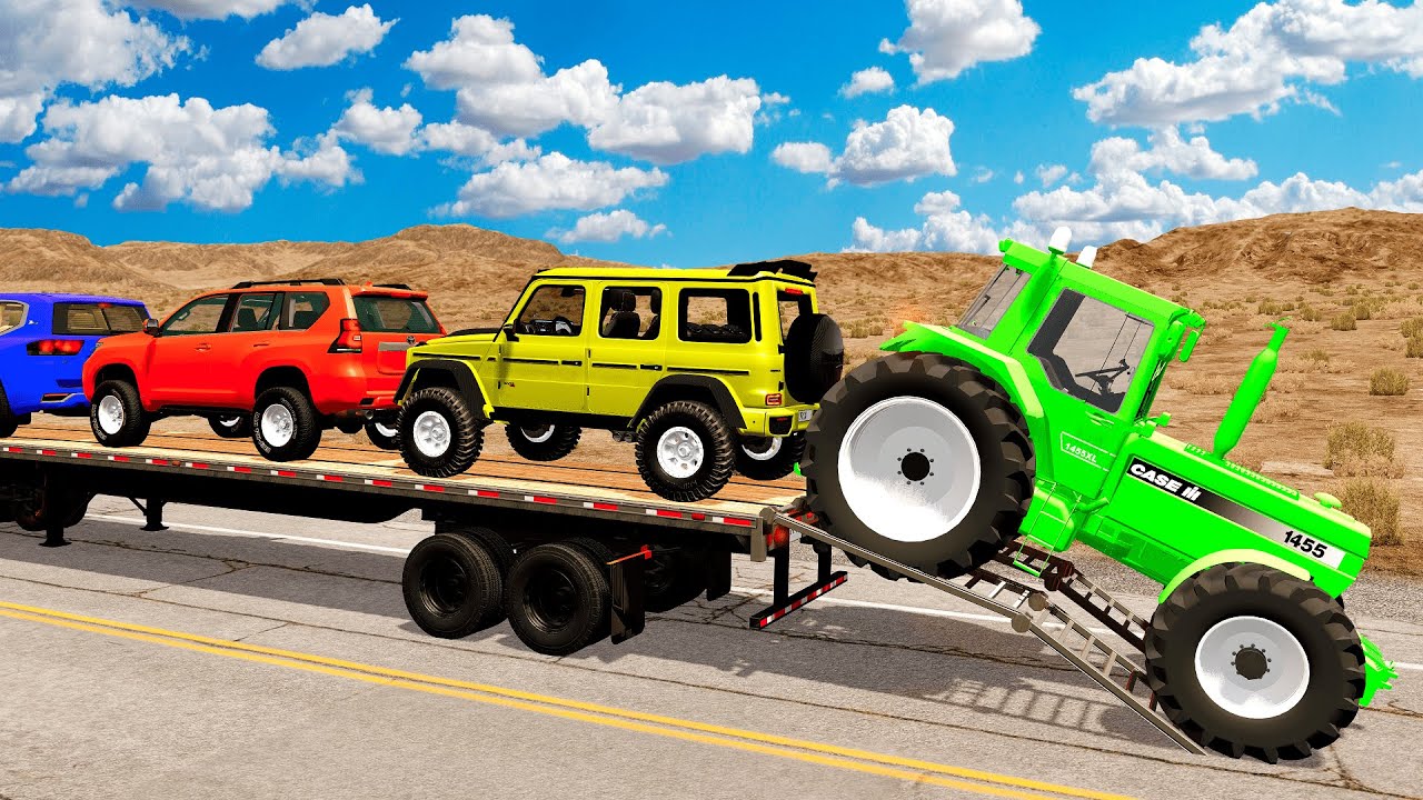 Flatbed Truck Mcqueen | Transportation with Truck - Pothole vs Car #51 - BeamNG.Drive