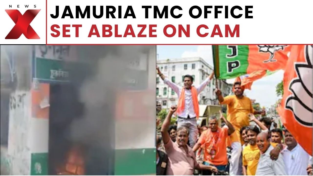 WATCH! Jamuria TMC Office Attacked, Documents Burned; Flags Set Ablaze Amid Fresh Political Tension