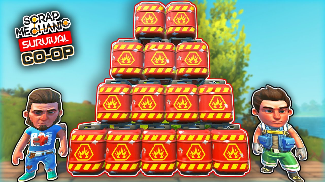 Making EXPLOSIVE Canisters for Mining & HUNTING FARMBOTS! (Scrap Mechanic Co-op Survival Ep. 23)