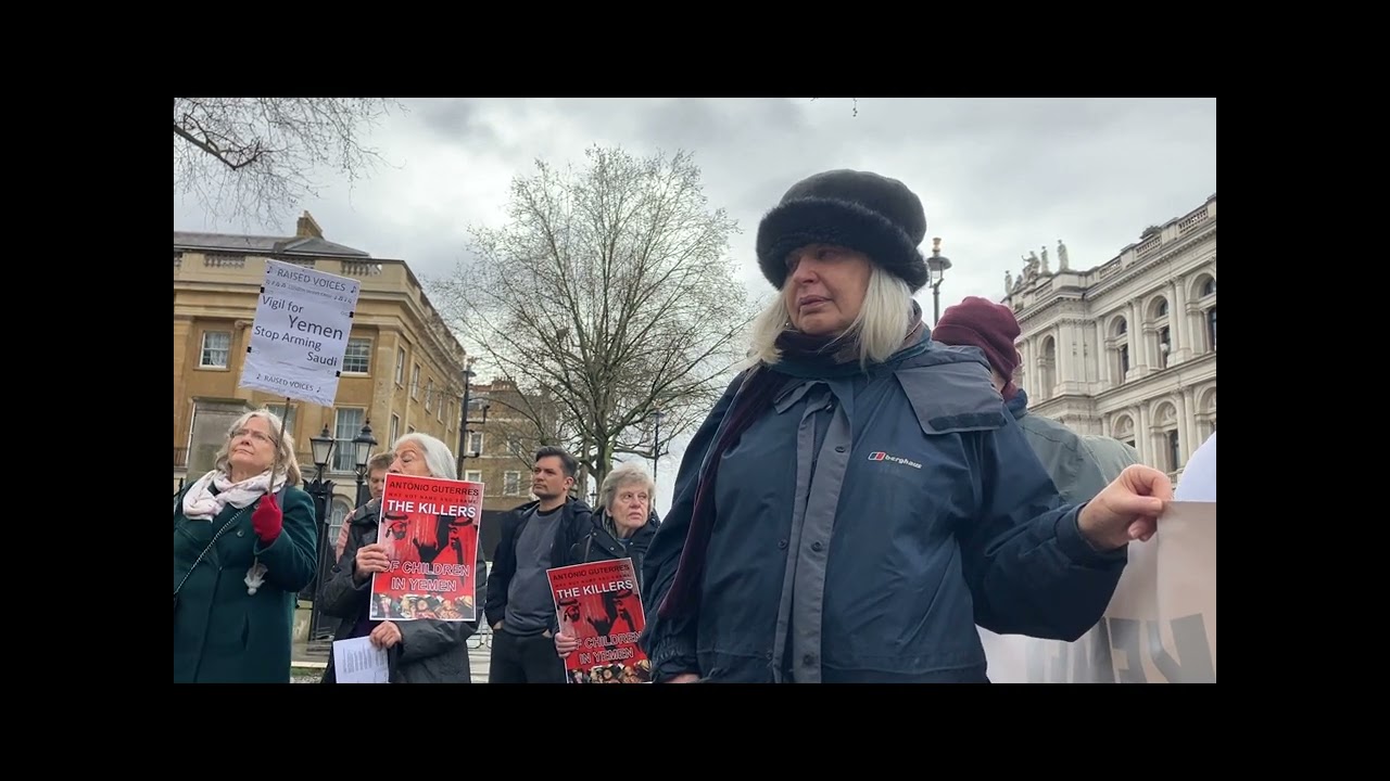 Yemen War 8th Anniversary:  Ahmad Algobary - talk (audio message) at London CAAT vigil
