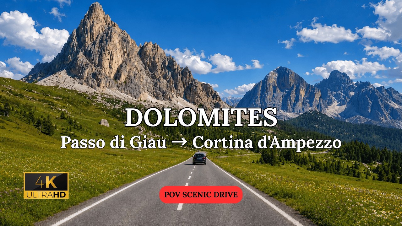Road Trip Passo di Giau to Cortina d'Ampezzo 🇮🇹 | The Most Scenic Drive in the Dolomites 🏔️ | 4K