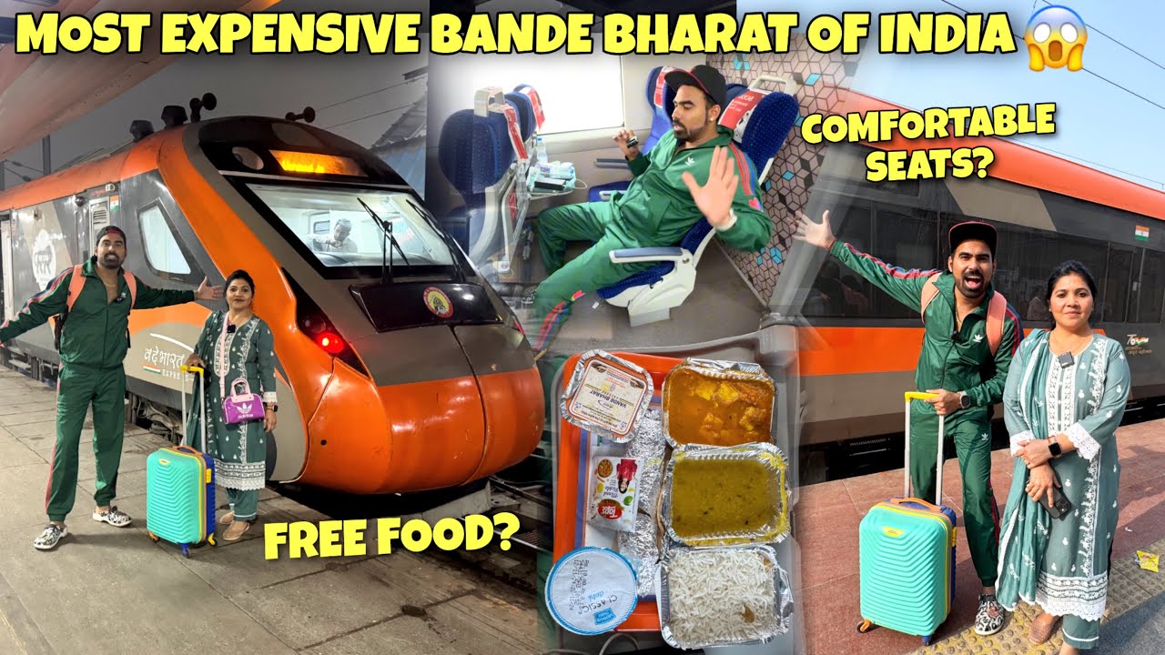 Travelling In INDIA'S FASTEST TRAIN😱- Delhi to Varanasi Vande Bharat😍 *FREE FOOD*