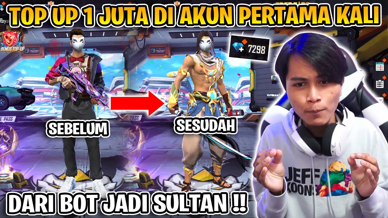TOP UP 1 JUTA DI AKUN PERTAMA KALI MAIN FF !! BELI SEMUA EVENT !!