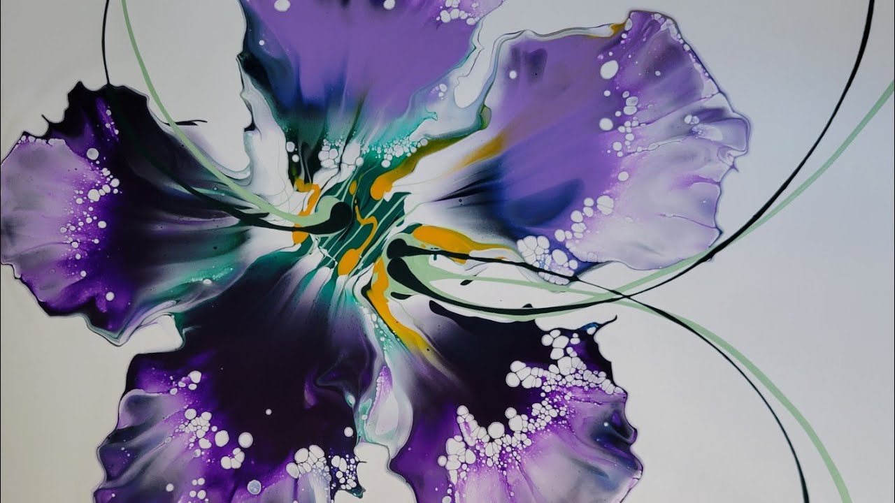 (319) ACRYLIC POURING - Abstract Flower - Hairdryer - Dutch Pour Kind Of - Plus a Surprise!