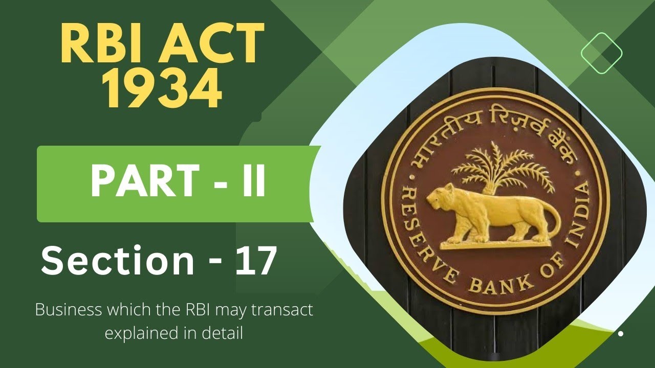 Rbi Act 1934 (part - II) Section - 17