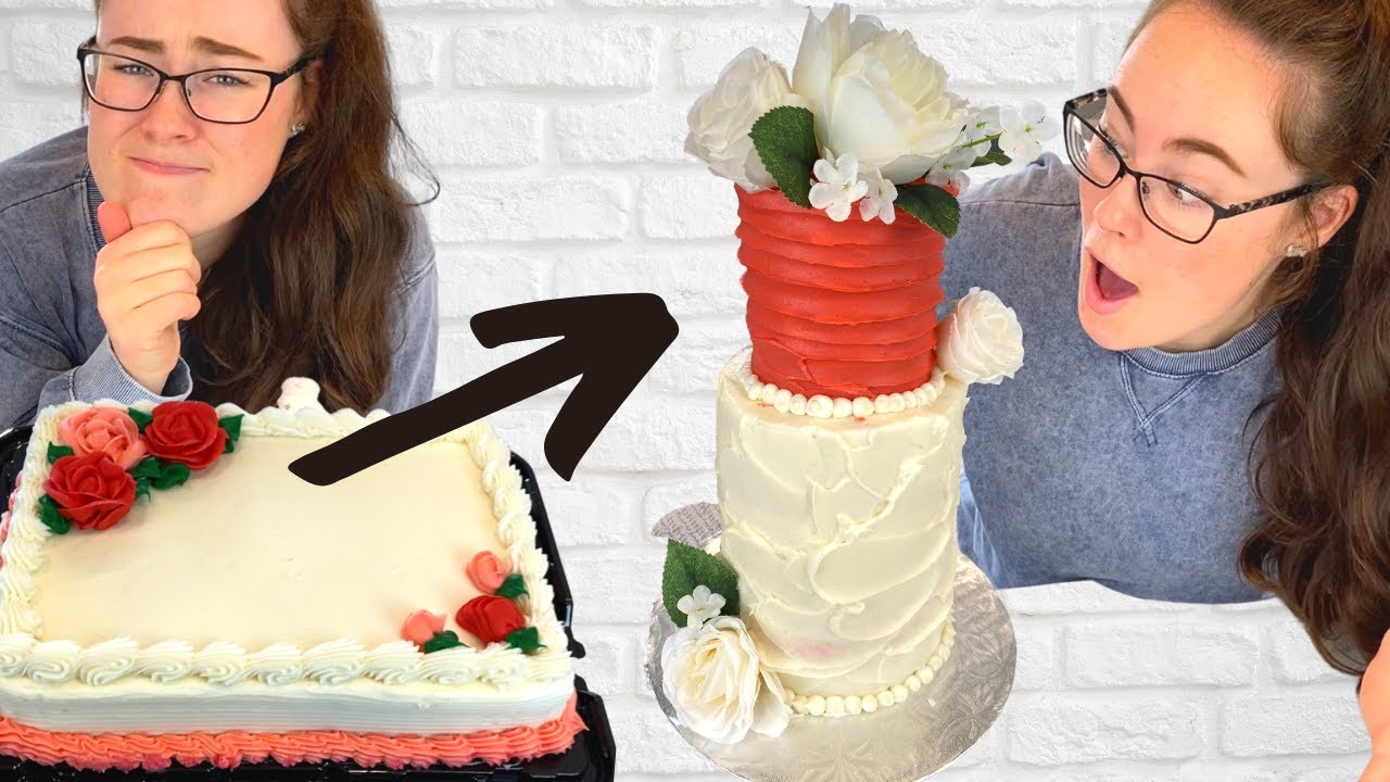 TURNING A $20 GROCERY STORE CAKE INTO A WEDDING CAKE!