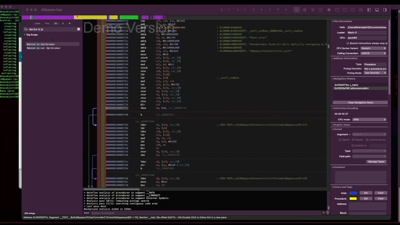 How to bypass Jailbreak detection using Hopper Disassembler in iOS apps