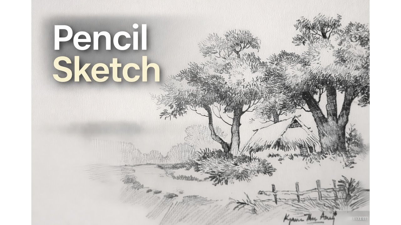 Peaceful Pencil Landscape Sketch
