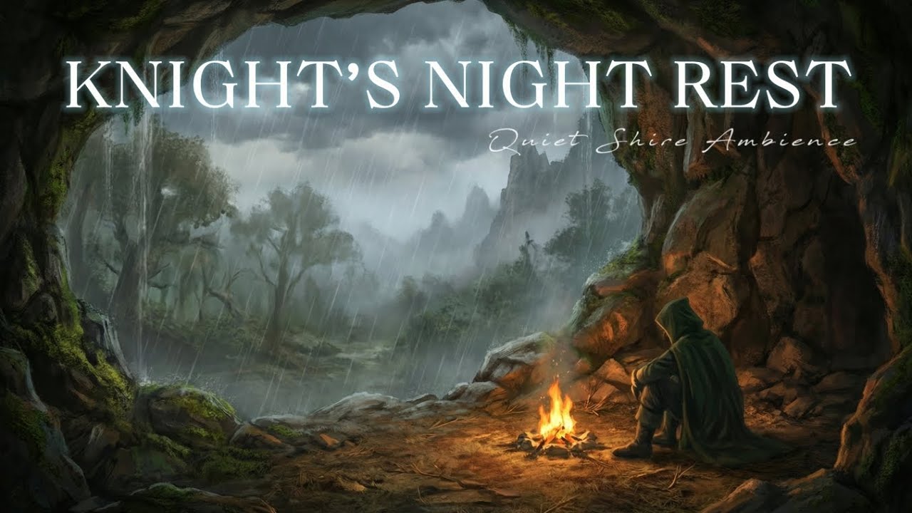 Cozy Cave Shelter with Warm Campfire 🔥 Medieval Lute & Hearth Sounds | Sleep & Relax [Day 8]
