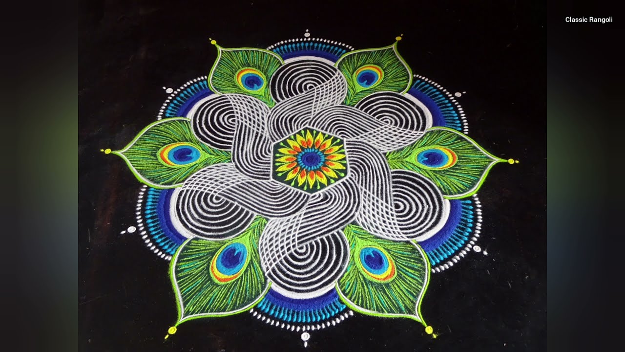 Krishna Jayanthi Kolam / Padi Kolam Design / Classic Rangoli