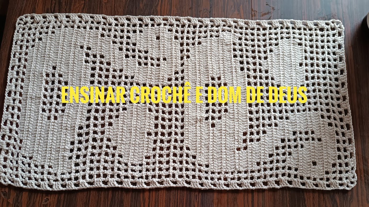 tapete de crochê filé cisne 1/4 parte