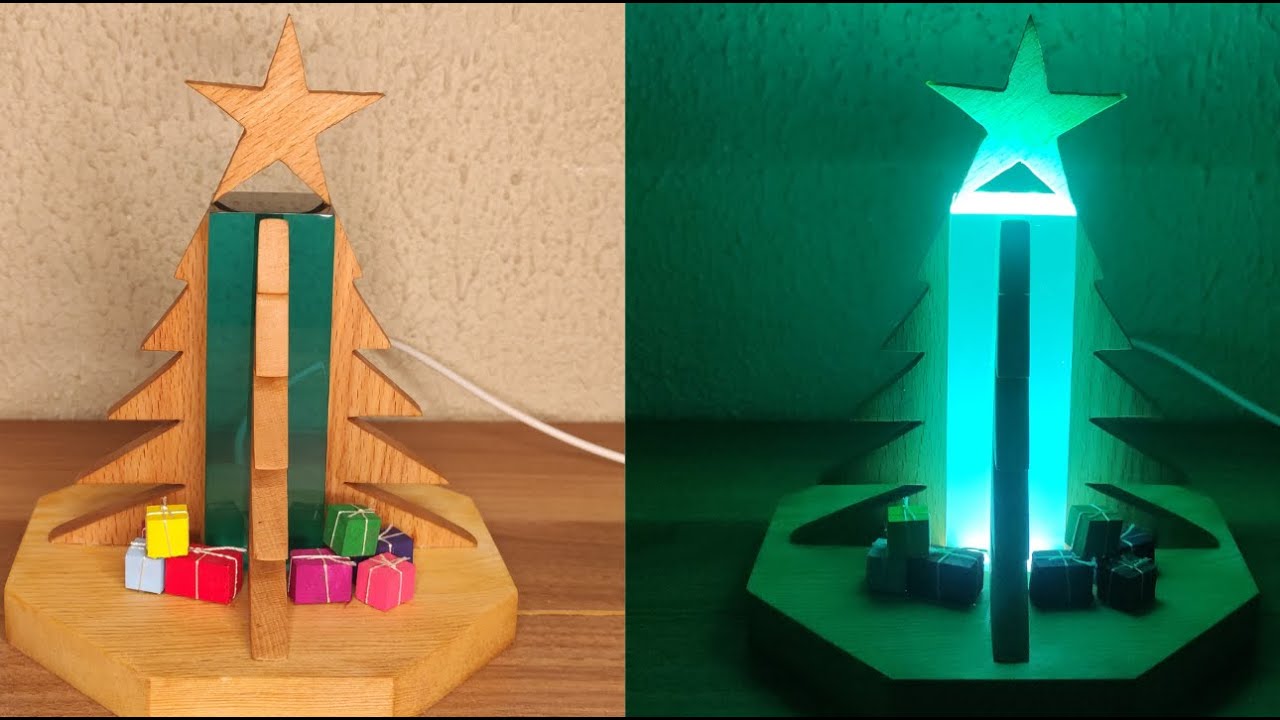 Epoxy Lamp | Resin Magic: How to make a Christmas Tree Tale with Wood and Epoxy! 🌲✨