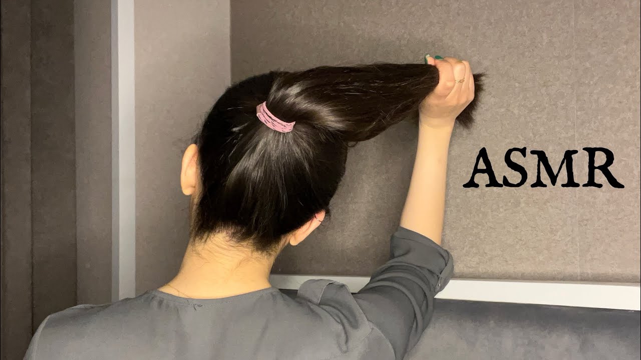 ASMR | Beushing My Hair, Putting it Into High/Low Ponytail, Bun &… #asmr #hairplay #ponytail