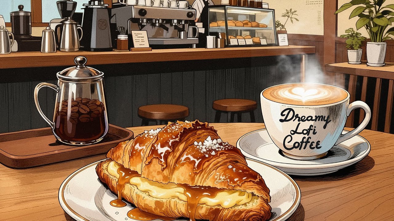 Warm Latte, Fresh Croissant & Soft Lofi Mood at Morning ☕☀️ Lofi Hip Hop for work / study / relax