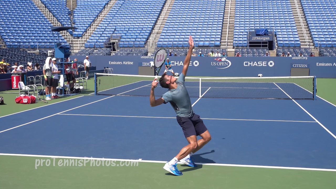 Thiem v Raonic, 2016 US open practice 4K