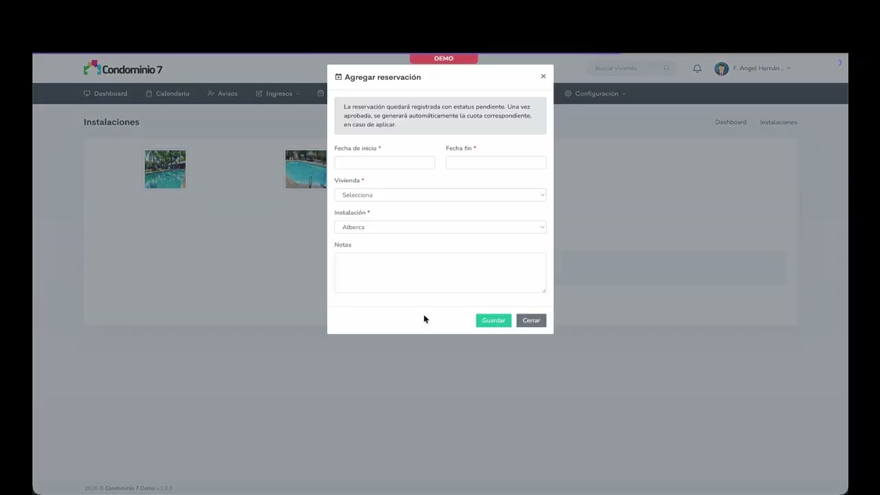 Condominio 7 - Gestión y reservación de areas comunes