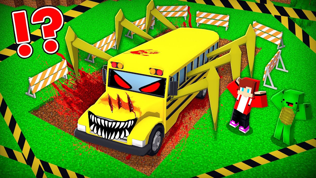 JJ and Mikey Found Buried SPIDER SCHOOL BUS SPIDER in Minecraft - Maizen!