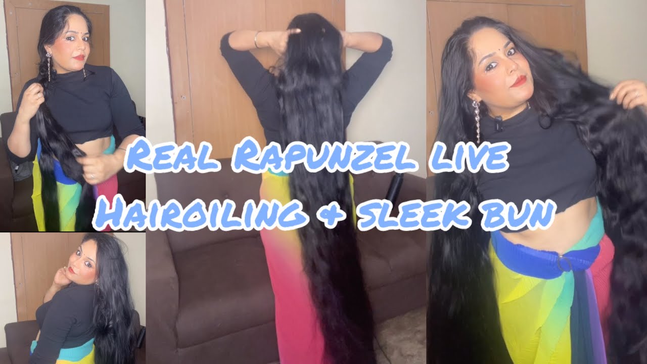 Real Rapunzel hair oiling / sleek bun/ Angelica