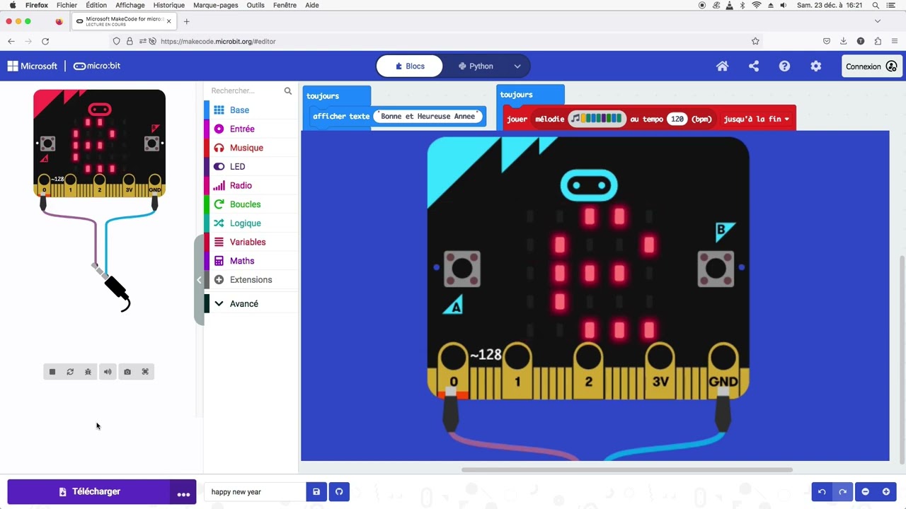 Bonne et Heureuse Année - Programmation Carte Microbit
